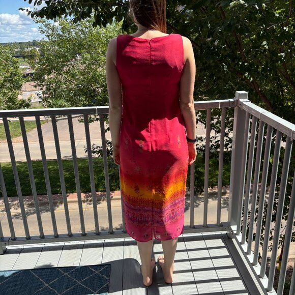 Colors of Sunset Sleeveless Lined Sheath Dress with Rhinestones Size 6 by Chorus - Picture 8 of 11